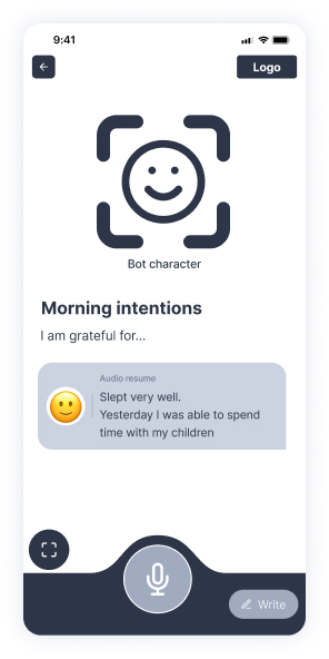 Morning voice reflection: the day's gratitude.